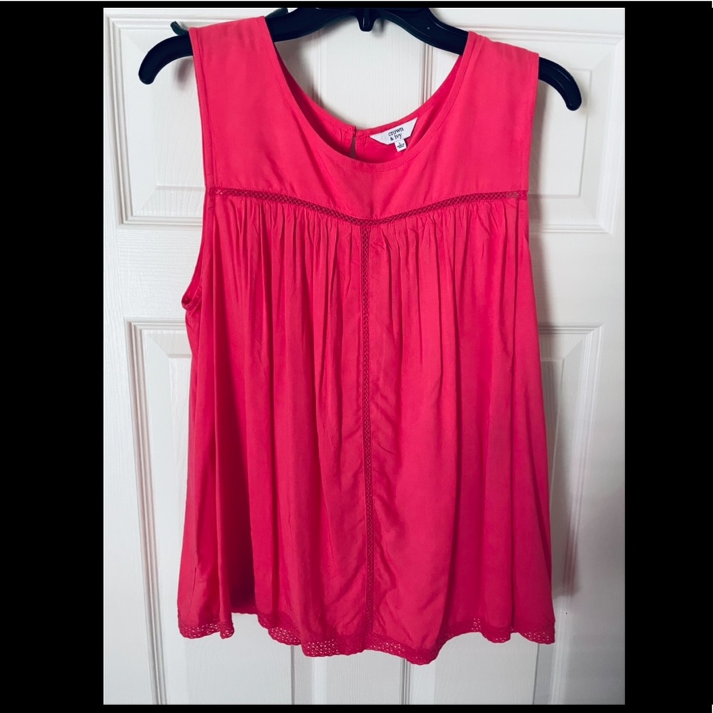 Crown & Ivy sleeveless coral/pink top (NWT)